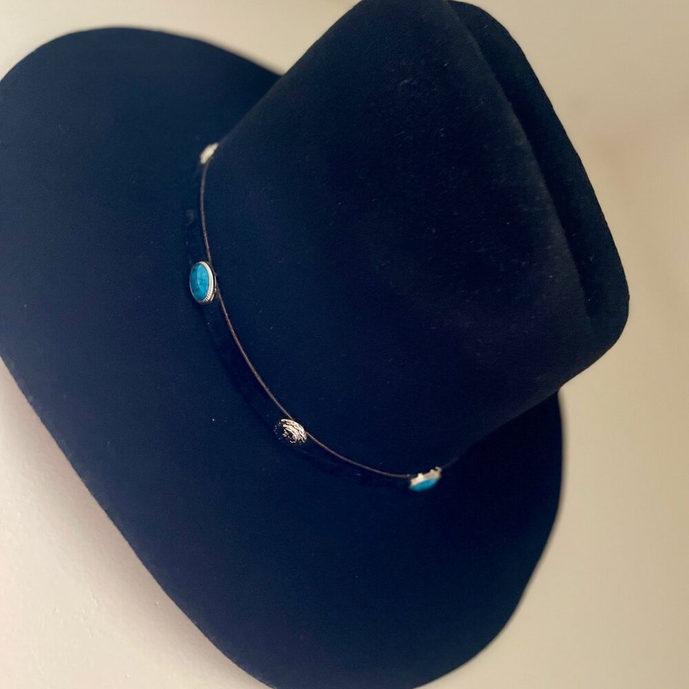 Brand New with Tags Authentic Vintage Western Cowboy Hat Black Wool 7"